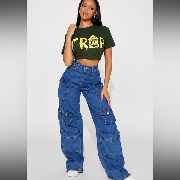 90’s ”AaLiyAh” RETRO STYLE HIGH RISE BAGGY/WIDE LEG (GRUNGE) JEANS Y2K - Picture 2 of 2